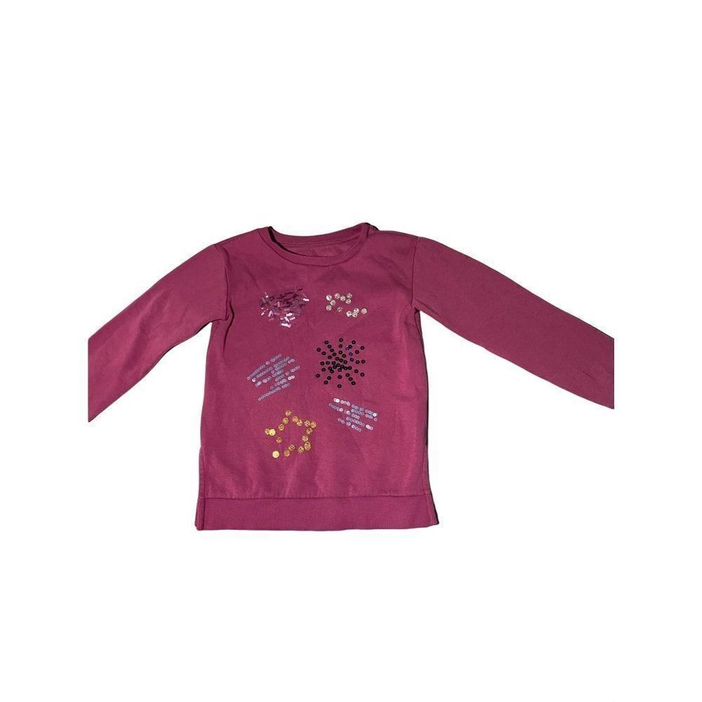 Falls Creek Girls Purple Round Neck Sequin Stretch Pullover Sweater Size Small